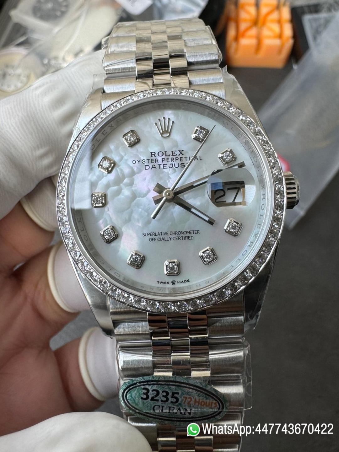 Super Clone Datejust 36mm M126284RBR 0011 MOP Dial with Diamond Hour Markers Diamonds set Bezel 3235 Movement Jubilee Bracelet 00 Super Clone Datejust 36mm M126284RBR 0011 MOP Dial with Diamond Hour Markers Diamonds set Bezel 3235 Movement Jubilee Bracelet 00