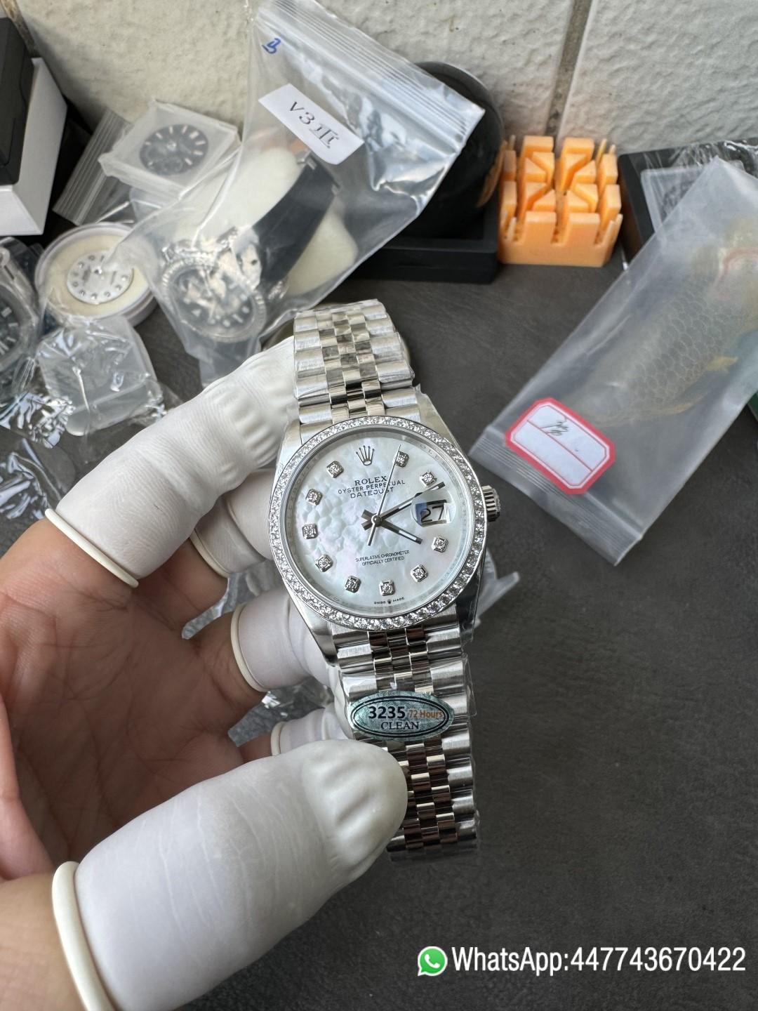 Super Clone Datejust 36mm M126284RBR 0011 MOP Dial with Diamond Hour Markers Diamonds set Bezel 3235 Movement Jubilee Bracelet 01 Super Clone Datejust 36mm M126284RBR 0011 MOP Dial with Diamond Hour Markers Diamonds set Bezel 3235 Movement Jubilee Bracelet 01