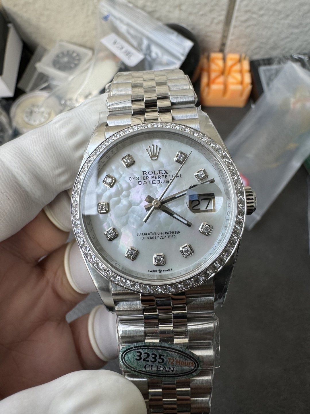 Victory Factory Datejust 36mm M126284RBR 0011 MOP Dial with Diamond Hour Markers Diamonds set Bezel 3235 Movement Jubilee Bracelet 02 Clean Factory Datejust 36mm M126284RBR 0011 MOP Dial with Diamond Hour Markers Diamonds set Bezel 3235 Movement Jubilee Bracelet 02