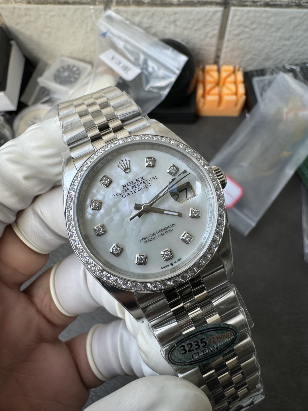 Victory Factory Datejust 36mm M126284RBR 0011 MOP Dial with Diamond Hour Markers Diamonds set Bezel 3235 Movement Jubilee Bracelet 03 Clean Factory Datejust 36mm M126284RBR 0011 MOP Dial with Diamond Hour Markers Diamonds set Bezel 3235 Movement Jubilee Bracelet 03