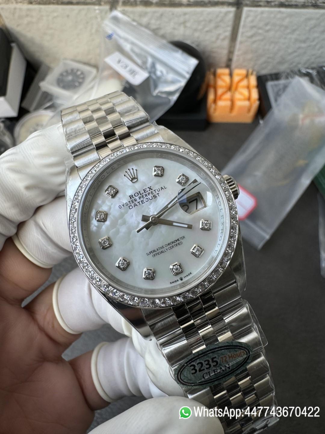 Super Clone Datejust 36mm M126284RBR 0011 MOP Dial with Diamond Hour Markers Diamonds set Bezel 3235 Movement Jubilee Bracelet 03 Super Clone Datejust 36mm M126284RBR 0011 MOP Dial with Diamond Hour Markers Diamonds set Bezel 3235 Movement Jubilee Bracelet 03