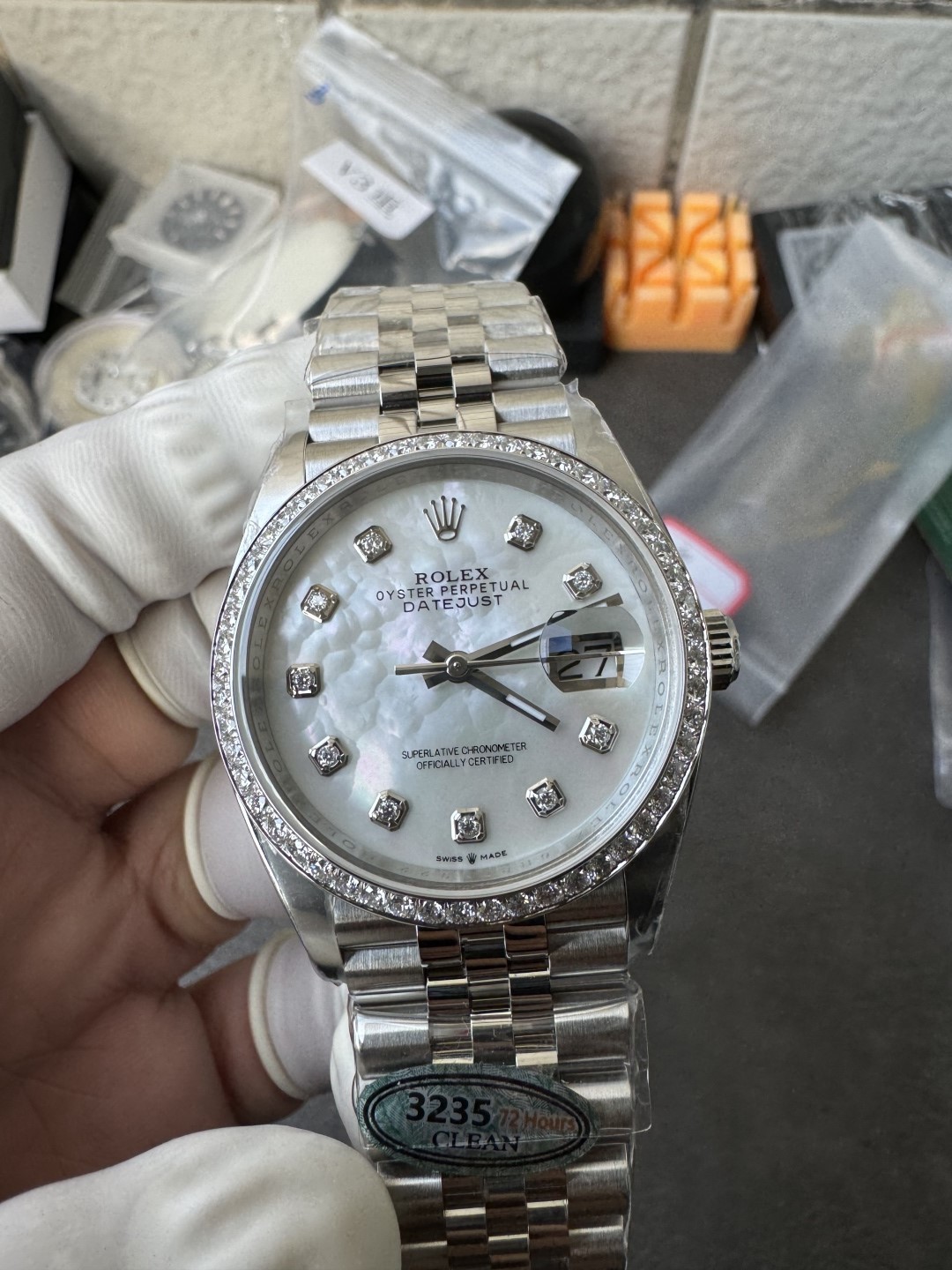 Victory Factory Datejust 36mm M126284RBR 0011 MOP Dial with Diamond Hour Markers Diamonds set Bezel 3235 Movement Jubilee Bracelet 04 Clean Factory Datejust 36mm M126284RBR 0011 MOP Dial with Diamond Hour Markers Diamonds set Bezel 3235 Movement Jubilee Bracelet 04