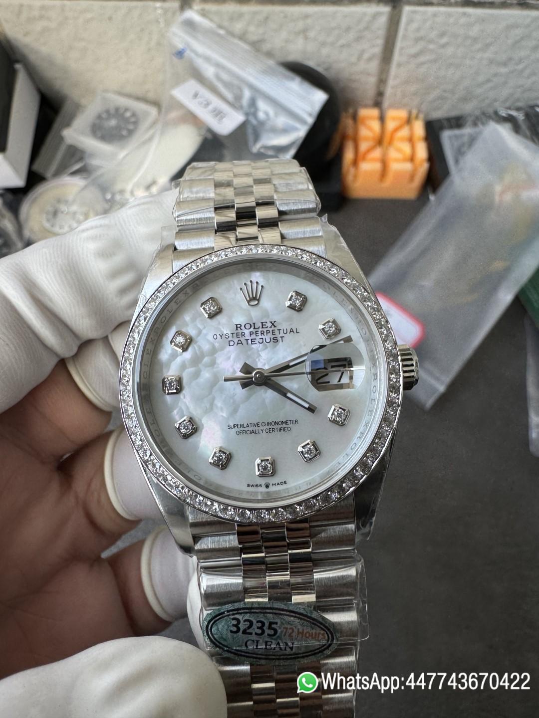 Super Clone Datejust 36mm M126284RBR 0011 MOP Dial with Diamond Hour Markers Diamonds set Bezel 3235 Movement Jubilee Bracelet 04 Super Clone Datejust 36mm M126284RBR 0011 MOP Dial with Diamond Hour Markers Diamonds set Bezel 3235 Movement Jubilee Bracelet 04