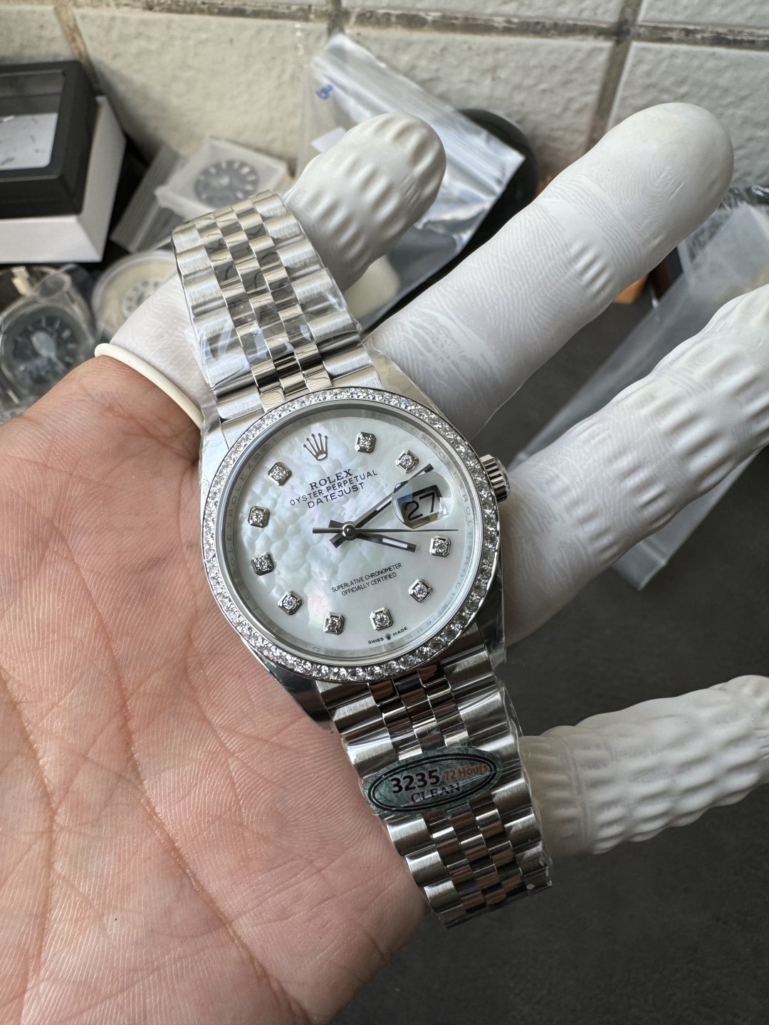 Victory Factory Datejust 36mm M126284RBR 0011 MOP Dial with Diamond Hour Markers Diamonds set Bezel 3235 Movement Jubilee Bracelet 05 Clean Factory Datejust 36mm M126284RBR 0011 MOP Dial with Diamond Hour Markers Diamonds set Bezel 3235 Movement Jubilee Bracelet 05