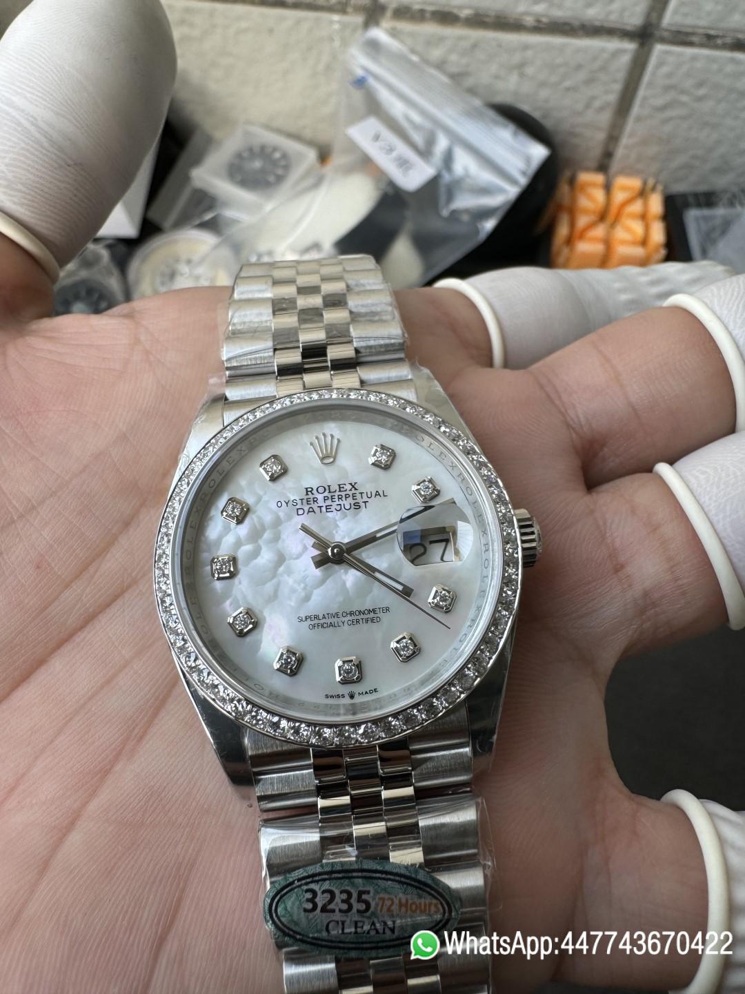 Super Clone Datejust 36mm M126284RBR 0011 MOP Dial with Diamond Hour Markers Diamonds set Bezel 3235 Movement Jubilee Bracelet 06 Super Clone Datejust 36mm M126284RBR 0011 MOP Dial with Diamond Hour Markers Diamonds set Bezel 3235 Movement Jubilee Bracelet 06