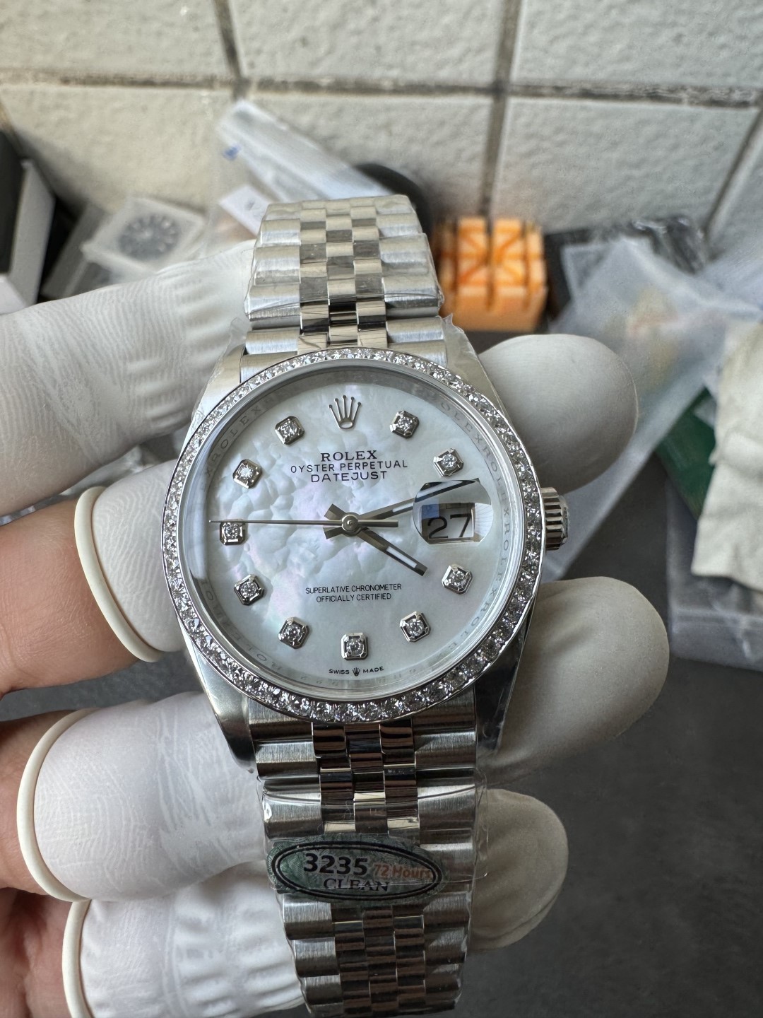 Victory Factory Datejust 36mm M126284RBR 0011 MOP Dial with Diamond Hour Markers Diamonds set Bezel 3235 Movement Jubilee Bracelet 08 Clean Factory Datejust 36mm M126284RBR 0011 MOP Dial with Diamond Hour Markers Diamonds set Bezel 3235 Movement Jubilee Bracelet 08