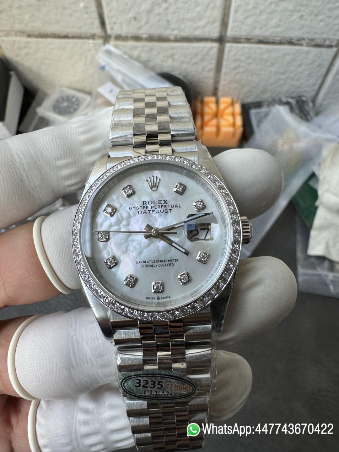 Super Clone Datejust 36mm M126284RBR 0011 MOP Dial with Diamond Hour Markers Diamonds set Bezel 3235 Movement Jubilee Bracelet 08 Super Clone Datejust 36mm M126284RBR 0011 MOP Dial with Diamond Hour Markers Diamonds set Bezel 3235 Movement Jubilee Bracelet 08