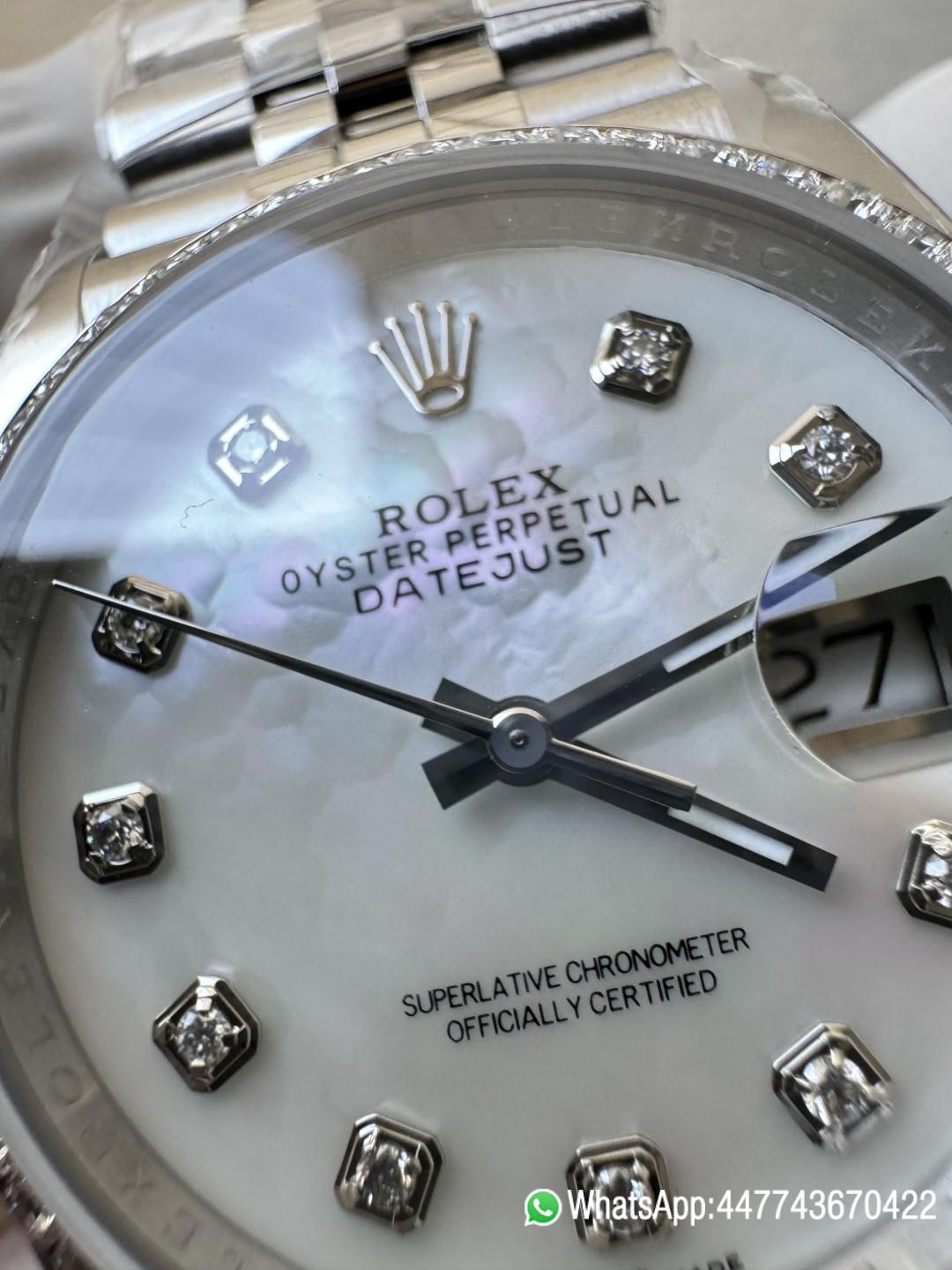 Super Clone Datejust 36mm M126284RBR 0011 MOP Dial with Diamond Hour Markers Diamonds set Bezel 3235 Movement Jubilee Bracelet 11 Super Clone Datejust 36mm M126284RBR 0011 MOP Dial with Diamond Hour Markers Diamonds set Bezel 3235 Movement Jubilee Bracelet 11