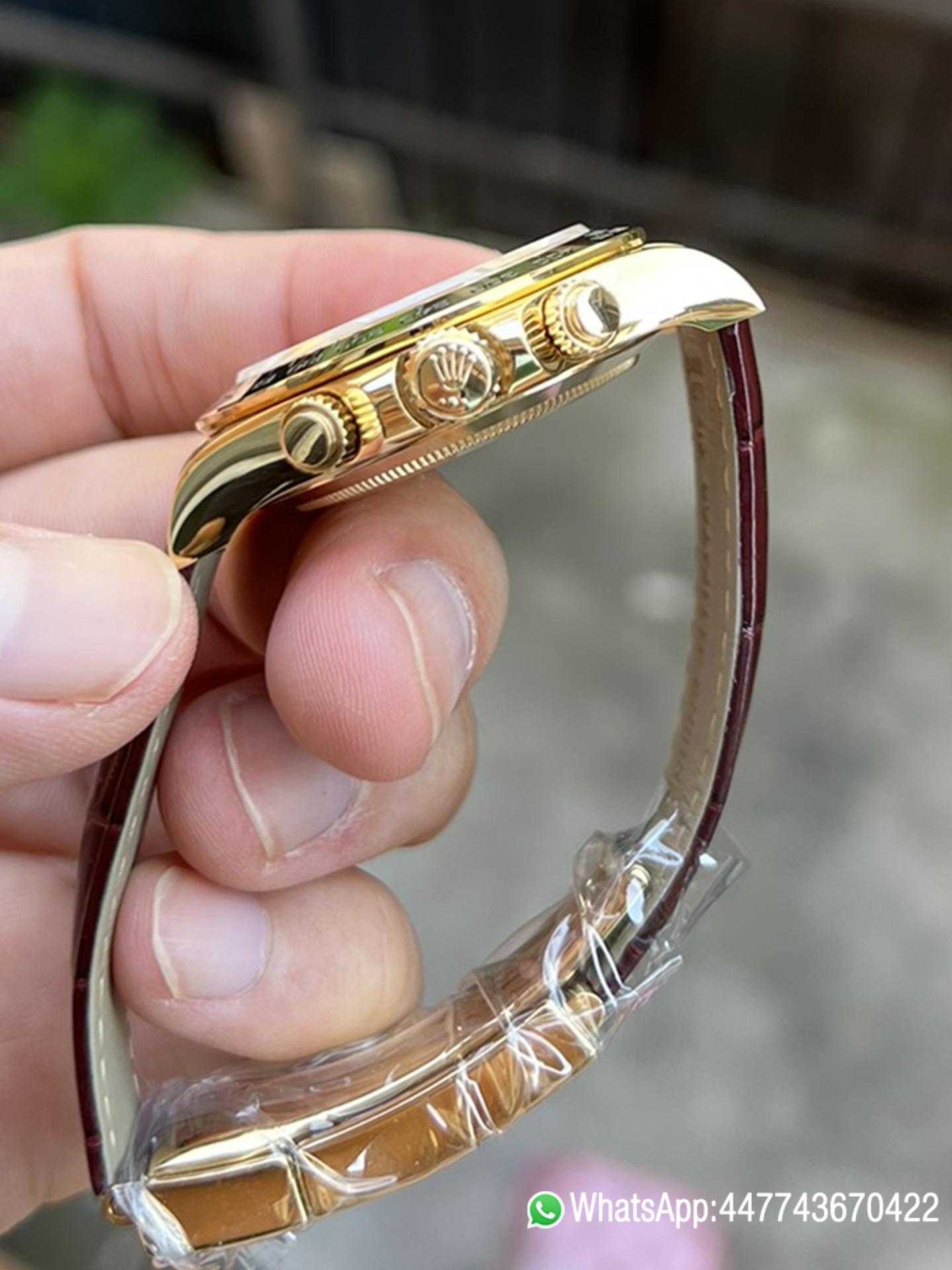 Super Clone Daytona 116503 Black Mother of Pearl Dial Diamond Hour Markers Yellow Gold Bezel Alligator Strap DD4130 Caliber 06 Super Clone Daytona 116503 Black Mother of Pearl Dial Diamond Hour Markers Yellow Gold Bezel Alligator Strap DD4130 Caliber 06