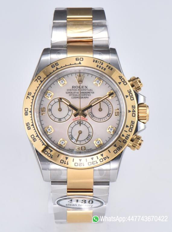 Super Clone Daytona 116503 White Mother of Pearl Dial Oystersteel and Yellow Gold Material DD4130 Movement 00 Super Clone Daytona 116503 White Mother of Pearl Dial Oystersteel and Yellow Gold Material DD4130 Movement 00