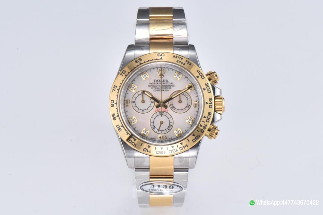 Super Clone Daytona 116503 White Mother of Pearl Dial Oystersteel and Yellow Gold Material DD4130 Movement 01 Super Clone Daytona 116503 White Mother of Pearl Dial Oystersteel and Yellow Gold Material DD4130 Movement 01