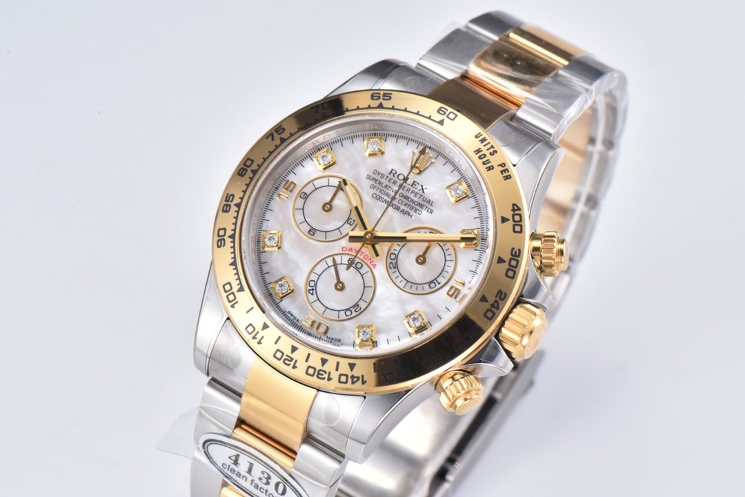 Victory Factory Daytona 116503 White Mother of Pearl Dial Oystersteel and Yellow Gold Material DD4130 Movement 03 Clean Factory Daytona 116503 White Mother of Pearl Dial Oystersteel and Yellow Gold Material DD4130 Movement 03
