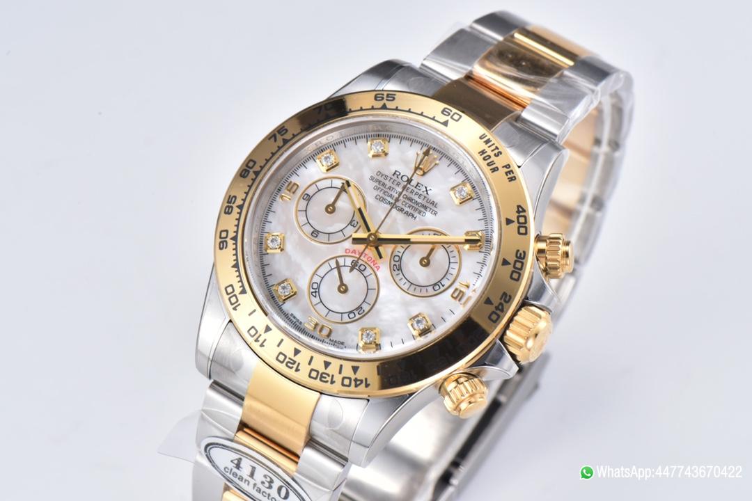 Super Clone Daytona 116503 White Mother of Pearl Dial Oystersteel and Yellow Gold Material DD4130 Movement 03 Super Clone Daytona 116503 White Mother of Pearl Dial Oystersteel and Yellow Gold Material DD4130 Movement 03