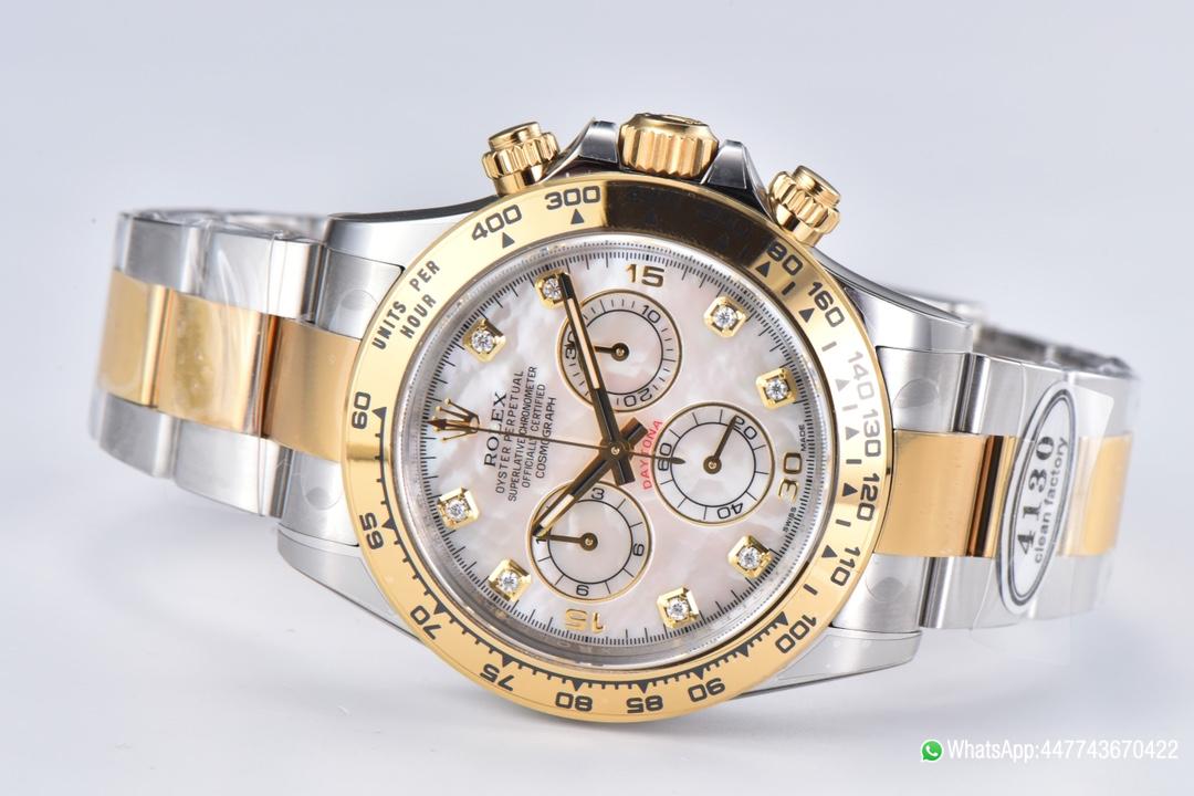 Super Clone Daytona 116503 White Mother of Pearl Dial Oystersteel and Yellow Gold Material DD4130 Movement 04 Super Clone Daytona 116503 White Mother of Pearl Dial Oystersteel and Yellow Gold Material DD4130 Movement 04