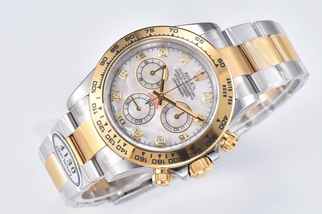 Victory Factory Daytona 116503 White Mother of Pearl Dial Oystersteel and Yellow Gold Material DD4130 Movement 05 Clean Factory Daytona 116503 White Mother of Pearl Dial Oystersteel and Yellow Gold Material DD4130 Movement 05