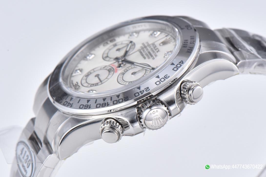 Super Clone Daytona 116509 White Mother of Pearl Dial Diamond Hour Markers Oystersteel Case Bracelet DD4130 Movement 03 Super Clone Daytona 116509 White Mother of Pearl Dial Diamond Hour Markers Oystersteel Case Bracelet DD4130 Movement 03