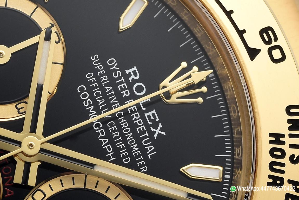 Super Clone Daytona 126508 Black Dial with Gold Counter Ring Luminous Hour Markers 18K Yellow Gold Plated Band 4131 Movement 04 Super Clone Daytona 126508 Black Dial with Gold Counter Ring Luminous Hour Markers 18K Yellow Gold Plated Band 4131 Movement 04