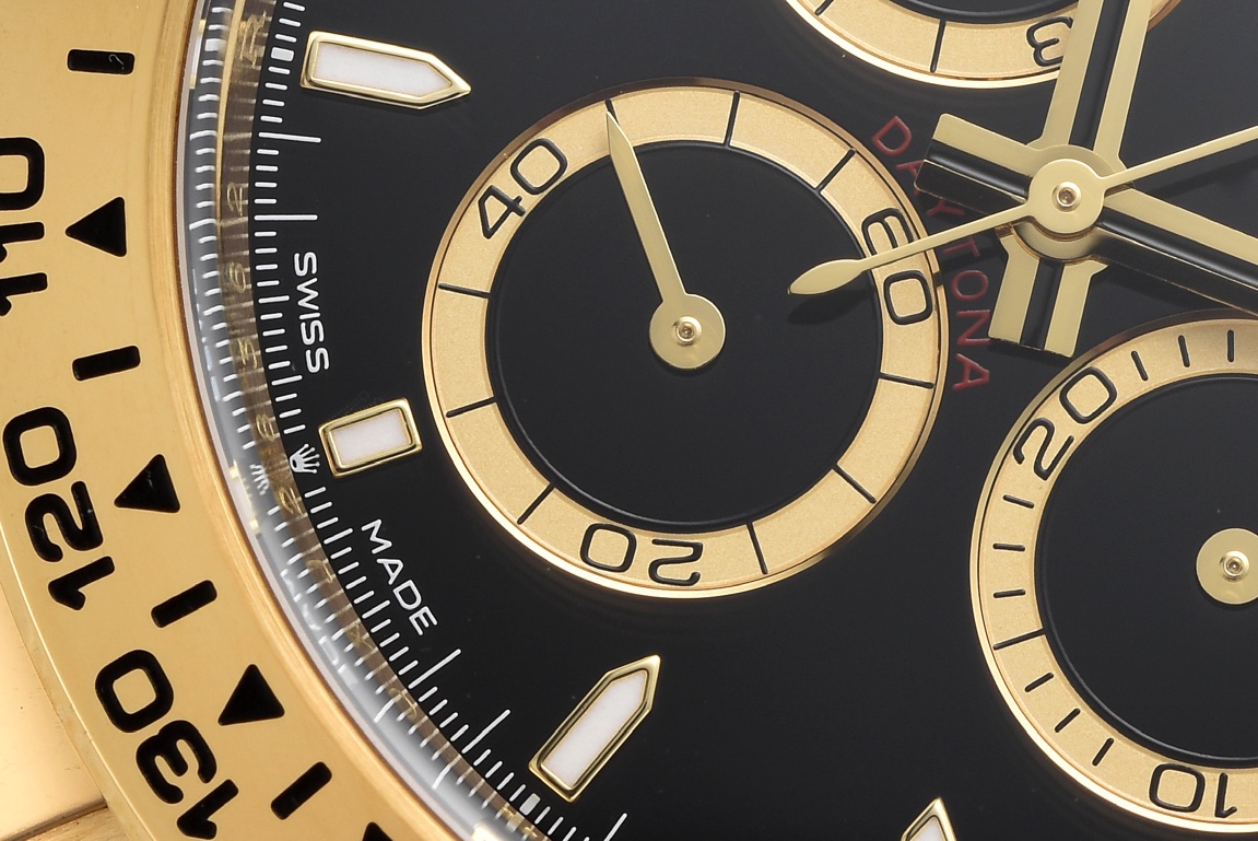 Victory Factory Daytona 126508 Black Dial with Gold Counter Ring Luminous Hour Markers 18K Yellow Gold Plated Band 4131 Movement 05 Clean Factory Daytona 126508 Black Dial with Gold Counter Ring Luminous Hour Markers 18K Yellow Gold Plated Band 4131 Movement 05
