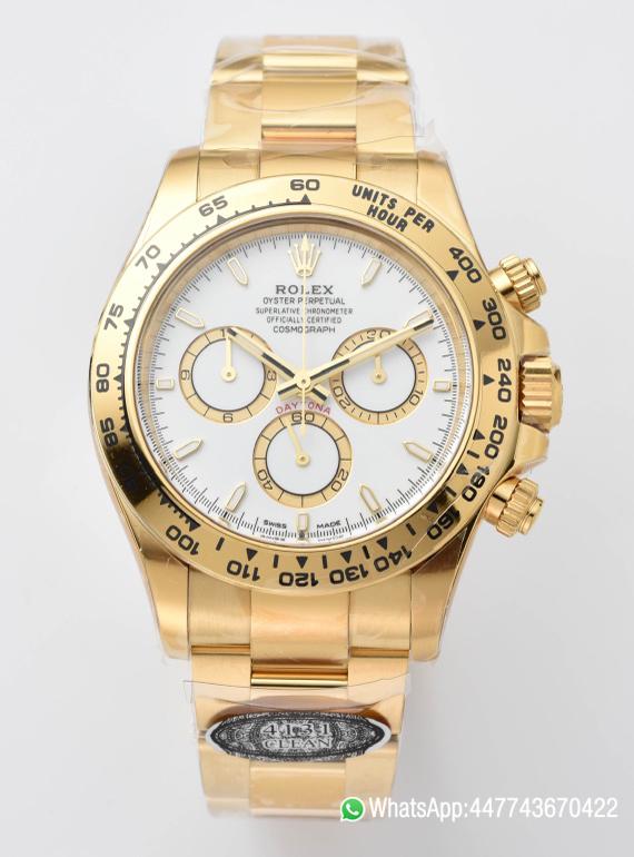 Super Clone Daytona 126508 White Dial on 18K Yellow Gold Plated Bracelet ShangHai 4131 Movement 000 Super Clone Daytona 126508 White Dial on 18K Yellow Gold Plated Bracelet ShangHai 4131 Movement 000