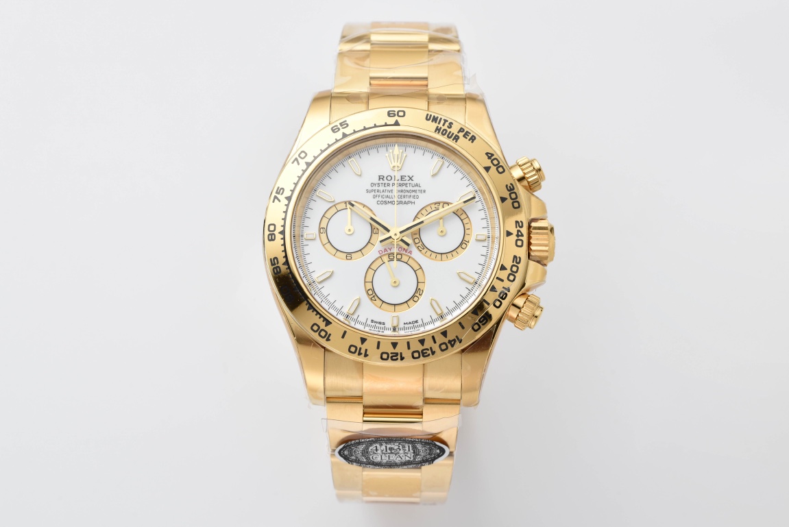 Victory Factory Daytona 126508 White Dial on 18K Yellow Gold Plated Bracelet ShangHai 4131 Movement 01 Clean Factory Daytona 126508 White Dial on 18K Yellow Gold Plated Bracelet ShangHai 4131 Movement 01