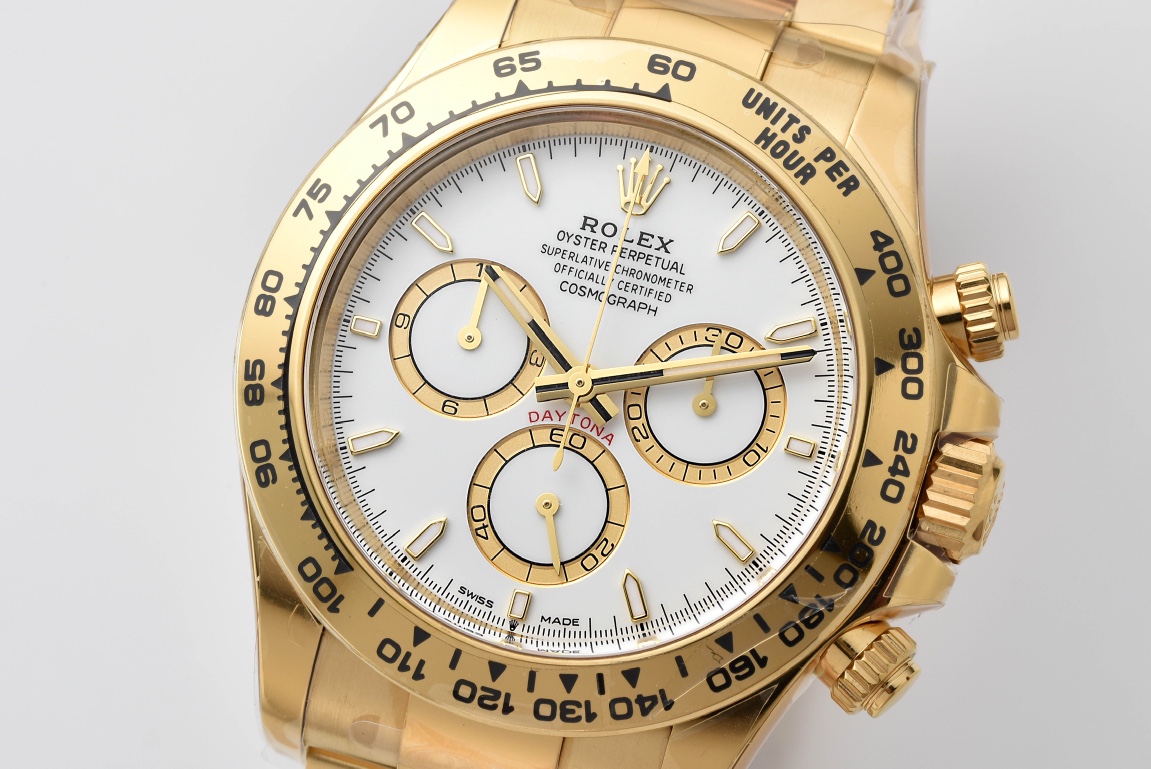 Victory Factory Daytona 126508 White Dial on 18K Yellow Gold Plated Bracelet ShangHai 4131 Movement 02 Clean Factory Daytona 126508 White Dial on 18K Yellow Gold Plated Bracelet ShangHai 4131 Movement 02