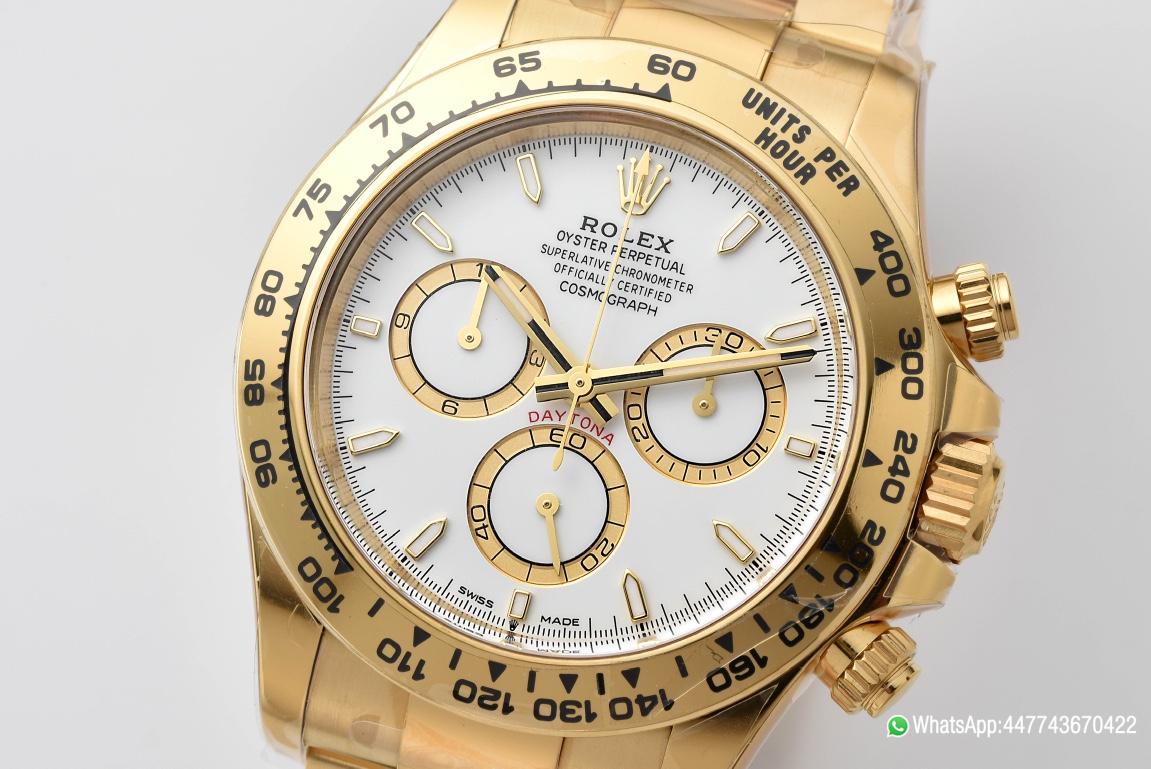 Super Clone Daytona 126508 White Dial on 18K Yellow Gold Plated Bracelet ShangHai 4131 Movement 02 Super Clone Daytona 126508 White Dial on 18K Yellow Gold Plated Bracelet ShangHai 4131 Movement 02