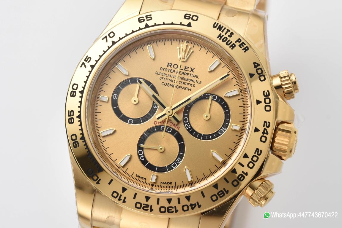 Super Clone Daytona 126508 Yellow Gold Dial with Black Chrono Counter 18K Yellow Gold Plated Bracelet 4131 Movement 02 Super Clone Daytona 126508 Yellow Gold Dial with Black Chrono Counter 18K Yellow Gold Plated Bracelet 4131 Movement 02