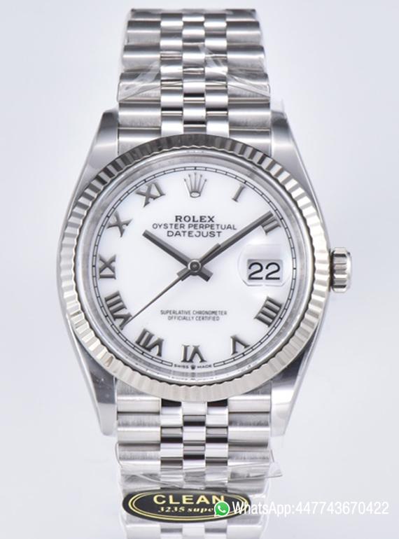 Super Clone Rolex Datejust 36 White Dial with Roma Hour Markers ShangHai 3235 Movement Jubilee Bracelet 00 Super Clone Rolex Datejust 36 White Dial with Roma Hour Markers ShangHai 3235 Movement Jubilee Bracelet 00