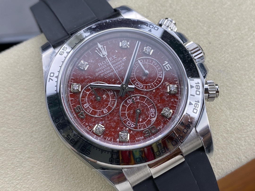 Super Clone Rolex Daytona 116509 Red Grossular Rubellite Dial Diamonds Index DD4130 Movement Oysterflex Strap 02 Super Clone Rolex Daytona 116509 Red Grossular Rubellite Dial Diamonds Index DD4130 Movement Oysterflex Strap 02