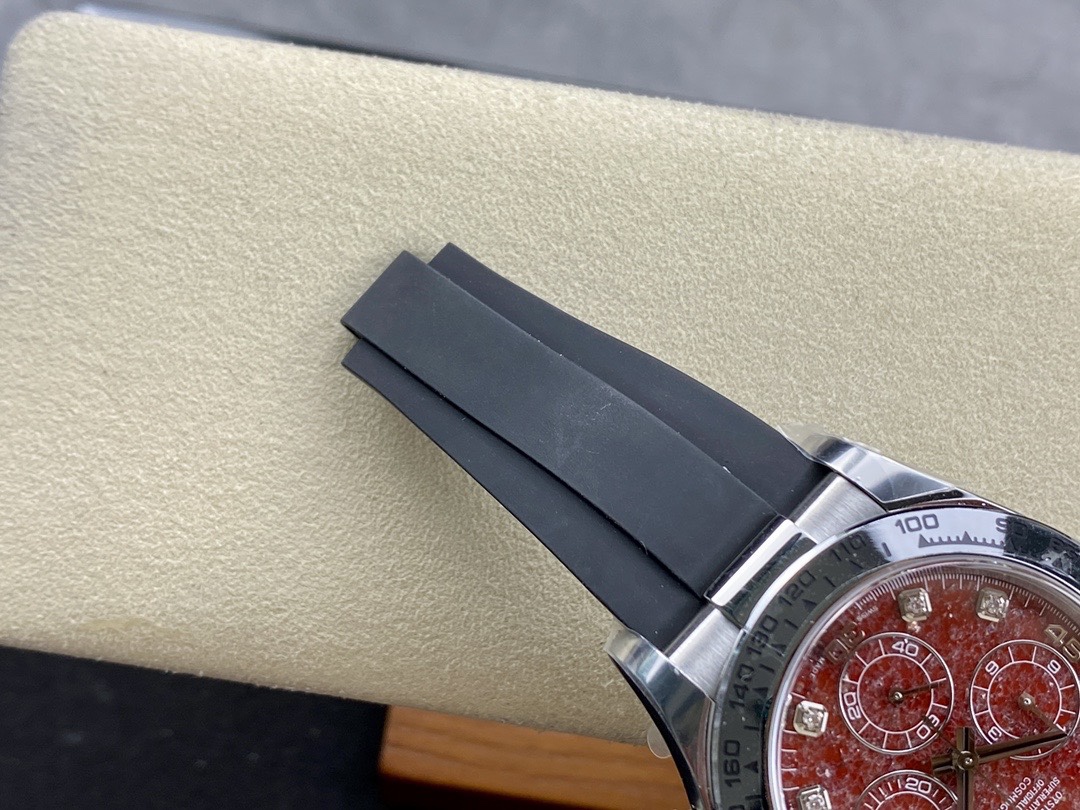 Victory Factory Rolex Daytona 116509 Red Grossular Rubellite Dial Diamonds Index DD4130 Movement Oysterflex Strap 09 Clean Factory Rolex Daytona 116509 Red Grossular Rubellite Dial Diamonds Index DD4130 Movement Oysterflex Strap 09