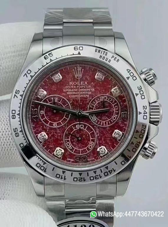 Super Clone Rolex Daytona 116509 Red Grossular Rubellite Dial Diamonds Index DanDong 4130 SuperClone Movement 00 Super Clone Rolex Daytona 116509 Red Grossular Rubellite Dial Diamonds Index DanDong 4130 SuperClone Movement 00