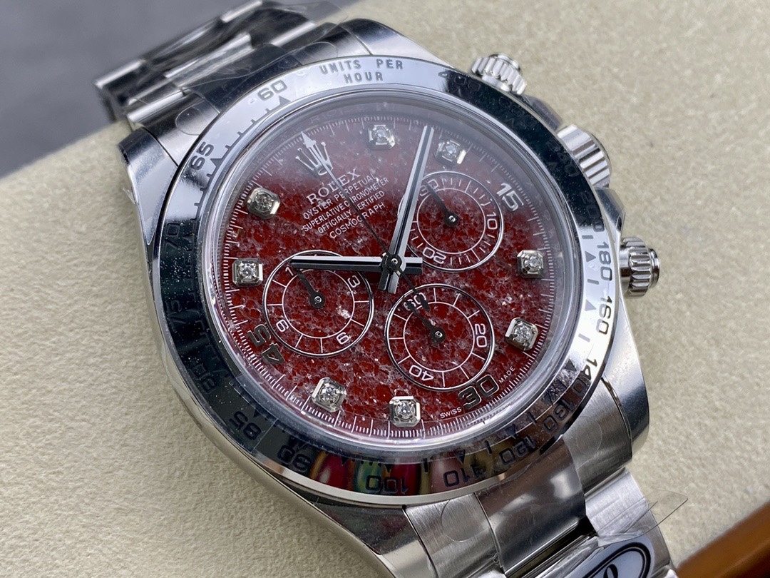 Victory Factory Rolex Daytona 116509 Red Grossular Rubellite Dial Diamonds Index DanDong 4130 SuperClone Movement 02 Clean Factory Rolex Daytona 116509 Red Grossular Rubellite Dial Diamonds Index DanDong 4130 SuperClone Movement 02