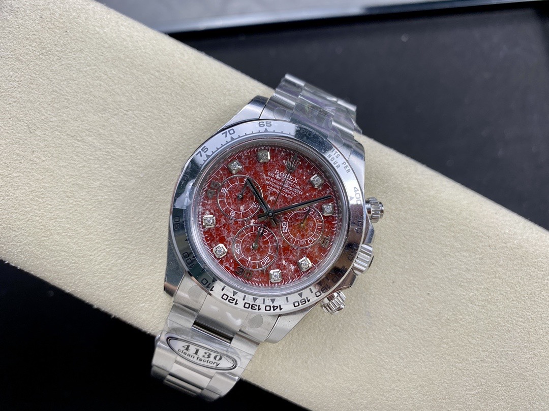 Victory Factory Rolex Daytona 116509 Red Grossular Rubellite Dial Diamonds Index DanDong 4130 SuperClone Movement 04 Clean Factory Rolex Daytona 116509 Red Grossular Rubellite Dial Diamonds Index DanDong 4130 SuperClone Movement 04