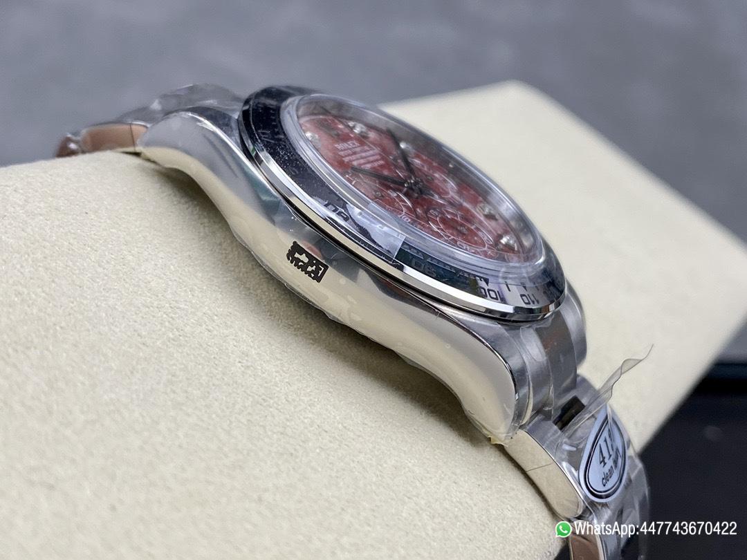 Super Clone Rolex Daytona 116509 Red Grossular Rubellite Dial Diamonds Index DanDong 4130 SuperClone Movement 05 Super Clone Rolex Daytona 116509 Red Grossular Rubellite Dial Diamonds Index DanDong 4130 SuperClone Movement 05