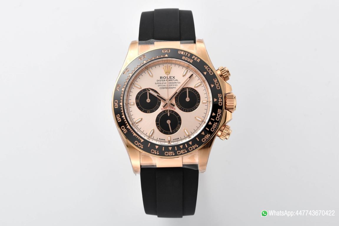 Super Clone Rolex Daytona M26515LN 0006 Rose Gold Case Sundust and Black Dial Black Ceramic Scale Bezel Oysterflex Strap 4131 Movement 01 Super Clone Rolex Daytona M26515LN 0006 Rose Gold Case Sundust and Black Dial Black Ceramic Scale Bezel Oysterflex Strap 4131 Movement 01
