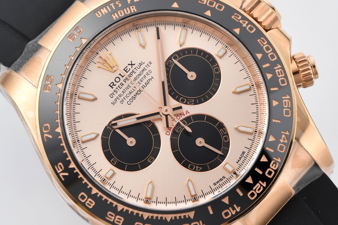 Victory Factory Rolex Daytona M26515LN 0006 Rose Gold Case Sundust and Black Dial Black Ceramic Scale Bezel Oysterflex Strap 4131 Movement 03 Clean Factory Rolex Daytona M26515LN 0006 Rose Gold Case Sundust and Black Dial Black Ceramic Scale Bezel Oysterflex Strap 4131 Movement 03
