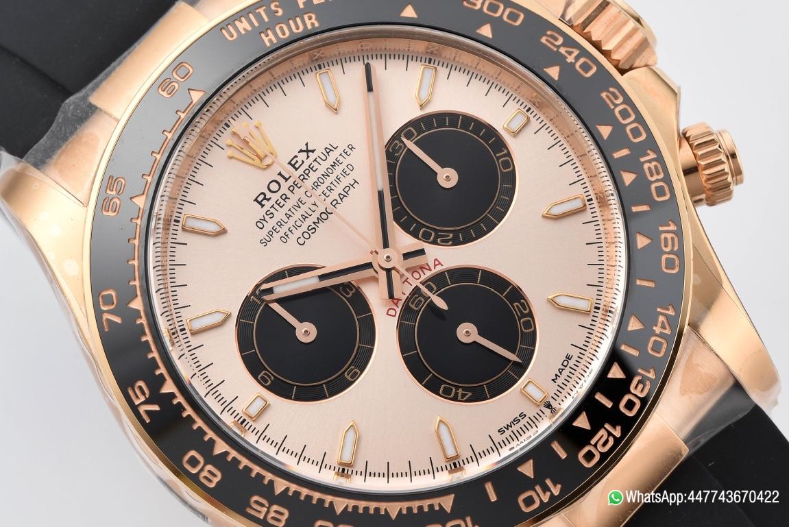 Super Clone Rolex Daytona M26515LN 0006 Rose Gold Case Sundust and Black Dial Black Ceramic Scale Bezel Oysterflex Strap 4131 Movement 03 Super Clone Rolex Daytona M26515LN 0006 Rose Gold Case Sundust and Black Dial Black Ceramic Scale Bezel Oysterflex Strap 4131 Movement 03