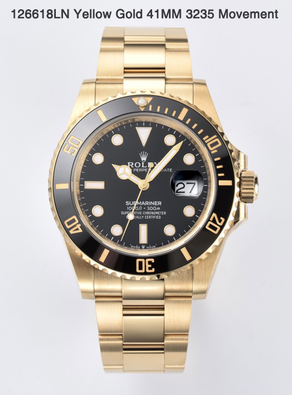 Victory Factory Rolex Submariner 126618LN 41mm Black Dial Ceramic Bezel Full Yellow Gold Plated Case Oyster Bracelet SH3235 Movement 0000 Clean Factory Rolex Submariner 126618LN 41mm Black Dial Ceramic Bezel Full Yellow Gold Plated Case Oyster Bracelet SH3235 Movement 0000