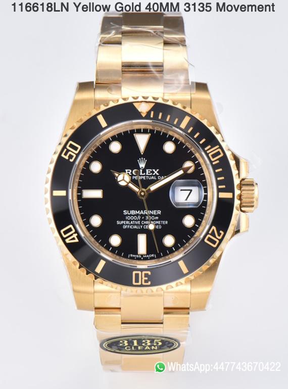Super Clone Submariner 116618LN 40mm Black Dial Ceramic Bezel Full Yellow Gold Case 00 Super Clone Submariner 116618LN 40mm Black Dial Ceramic Bezel Full Yellow Gold Case 00