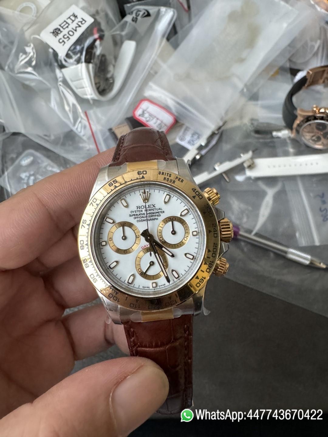 Super Clone Watch Daytoan 116503 White Dial Yellow Gold Bezel 904L Steel Case Alligator Strap DD4130 Movement 05 Super Clone Watch Daytoan 116503 White Dial Yellow Gold Bezel 904L Steel Case Alligator Strap DD4130 Movement 05