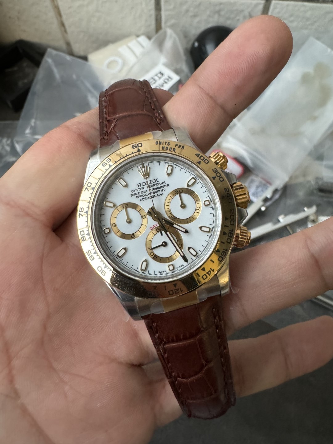 Victory Factory Watch Daytoan 116503 White Dial Yellow Gold Bezel 904L Steel Case Alligator Strap DD4130 Movement 08 Clean Factory Watch Daytoan 116503 White Dial Yellow Gold Bezel 904L Steel Case Alligator Strap DD4130 Movement 08