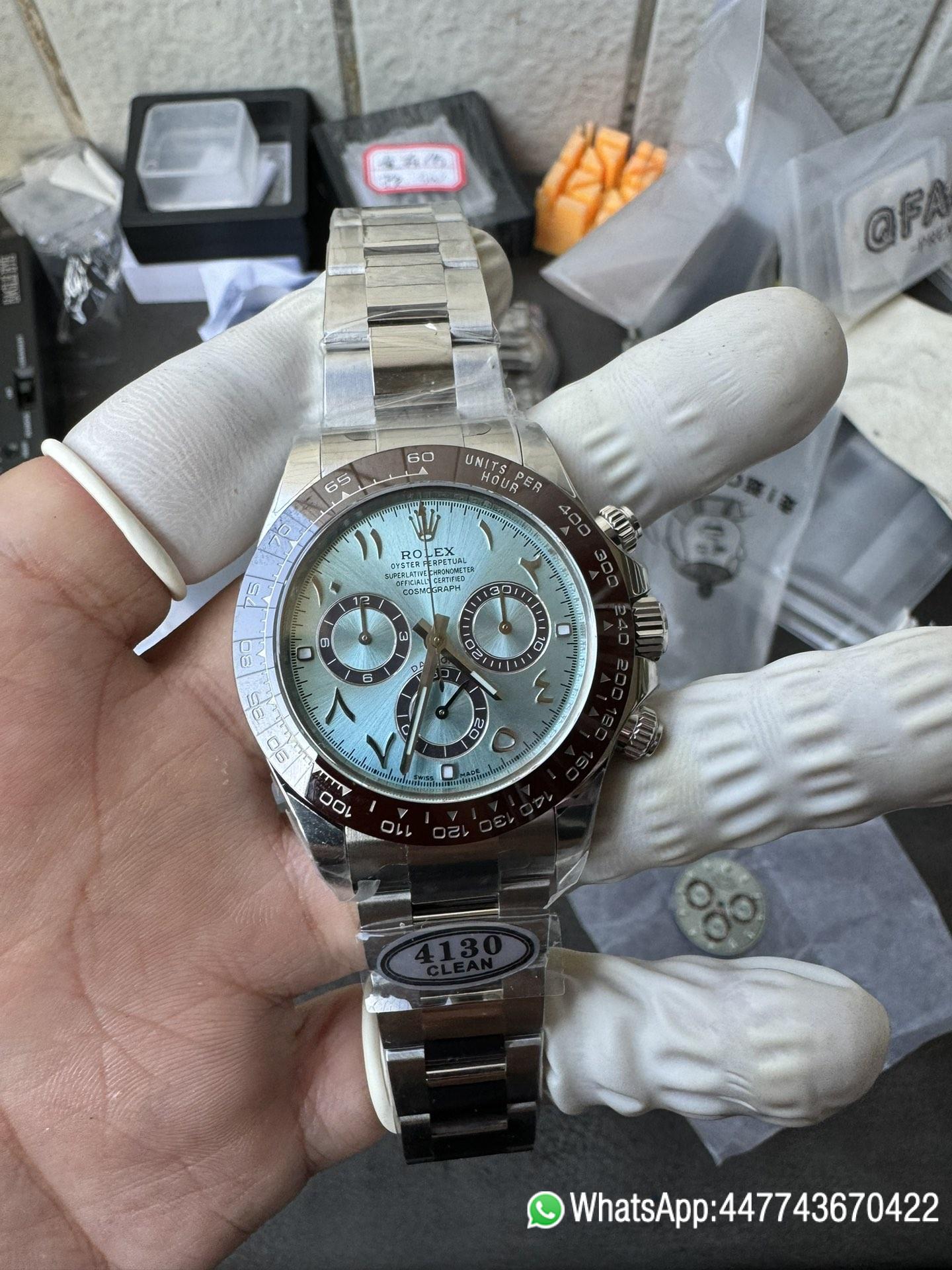 Super Clone Watch Daytona 116506 Ice Blue Dial Arabic Hour Markers 904L Steel Case Bracelet DD4130 Movement 01 Super Clone Watch Daytona 116506 Ice Blue Dial Arabic Hour Markers 904L Steel Case Bracelet DD4130 Movement 01