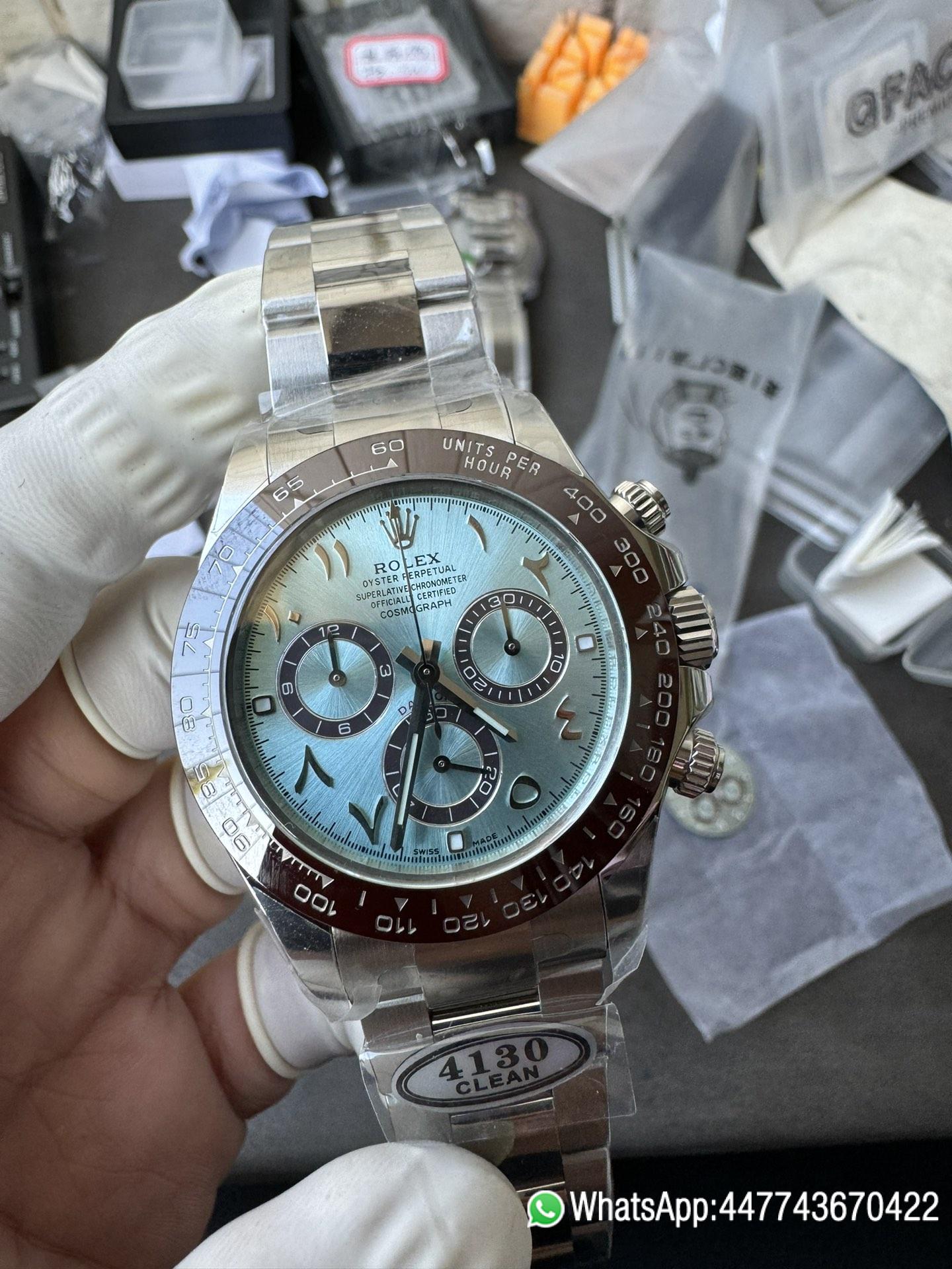 Super Clone Watch Daytona 116506 Ice Blue Dial Arabic Hour Markers 904L Steel Case Bracelet DD4130 Movement 02 Super Clone Watch Daytona 116506 Ice Blue Dial Arabic Hour Markers 904L Steel Case Bracelet DD4130 Movement 02