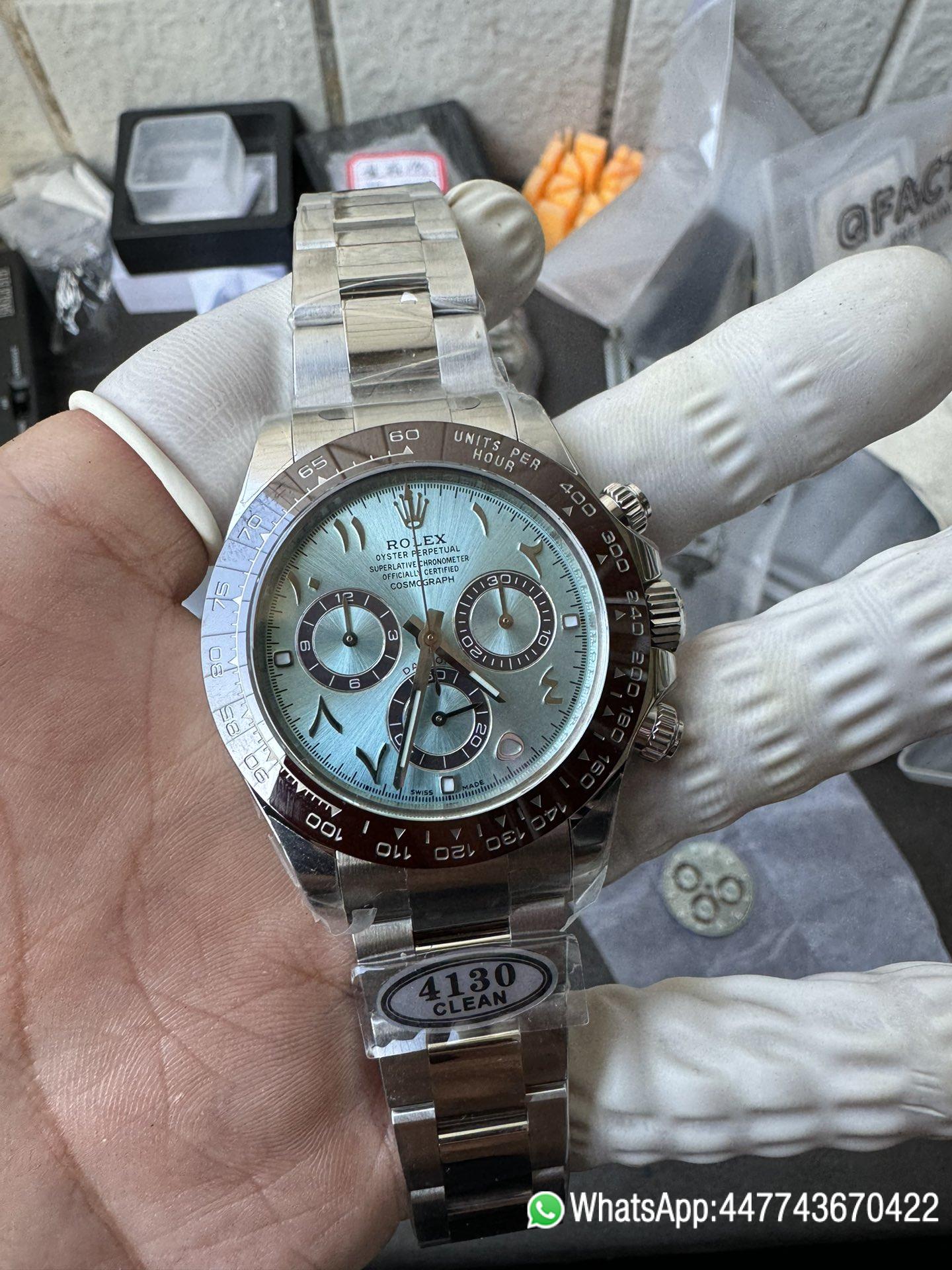Super Clone Watch Daytona 116506 Ice Blue Dial Arabic Hour Markers 904L Steel Case Bracelet DD4130 Movement 03 Super Clone Watch Daytona 116506 Ice Blue Dial Arabic Hour Markers 904L Steel Case Bracelet DD4130 Movement 03