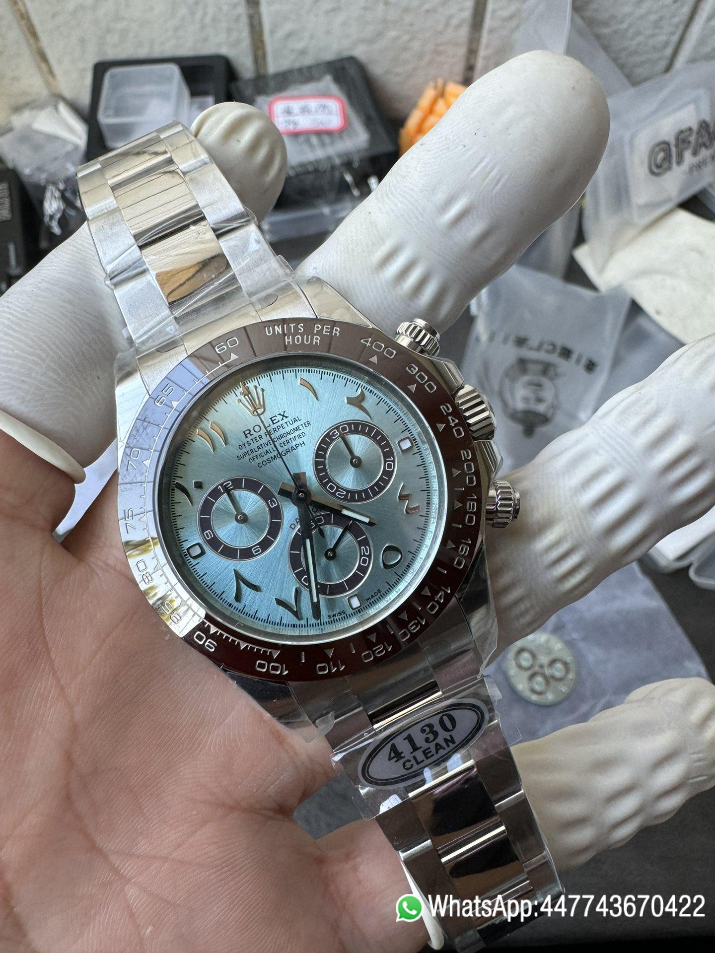 Super Clone Watch Daytona 116506 Ice Blue Dial Arabic Hour Markers 904L Steel Case Bracelet DD4130 Movement 04 Super Clone Watch Daytona 116506 Ice Blue Dial Arabic Hour Markers 904L Steel Case Bracelet DD4130 Movement 04