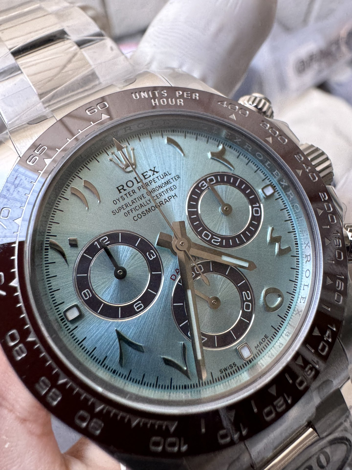 Victory Factory Watch Daytona 116506 Ice Blue Dial Arabic Hour Markers 904L Steel Case Bracelet DD4130 Movement 05 Clean Factory Watch Daytona 116506 Ice Blue Dial Arabic Hour Markers 904L Steel Case Bracelet DD4130 Movement 05