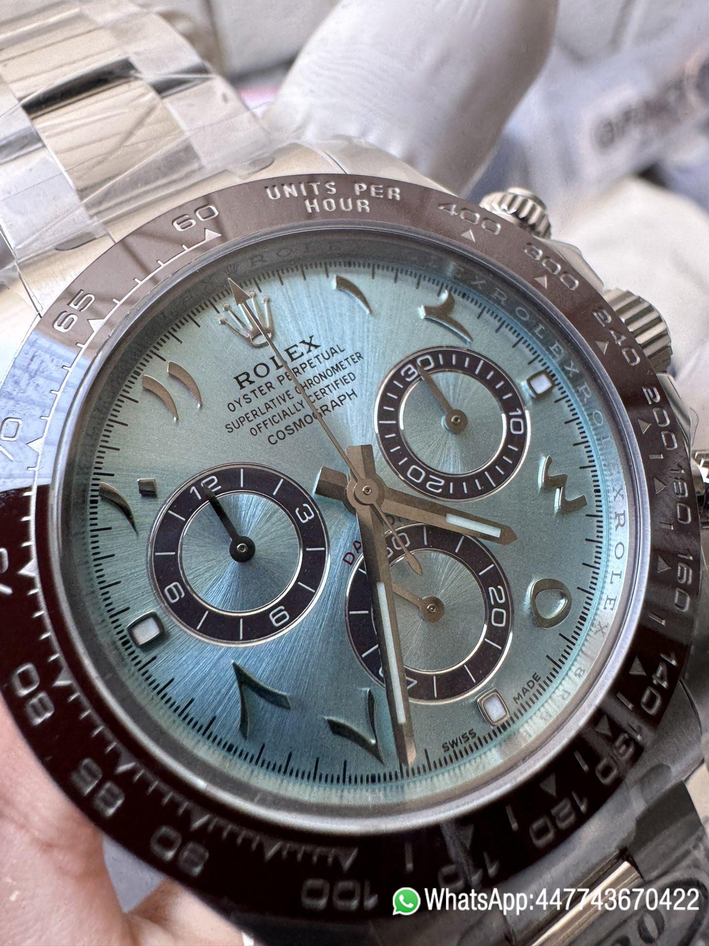 Super Clone Watch Daytona 116506 Ice Blue Dial Arabic Hour Markers 904L Steel Case Bracelet DD4130 Movement 05 Super Clone Watch Daytona 116506 Ice Blue Dial Arabic Hour Markers 904L Steel Case Bracelet DD4130 Movement 05
