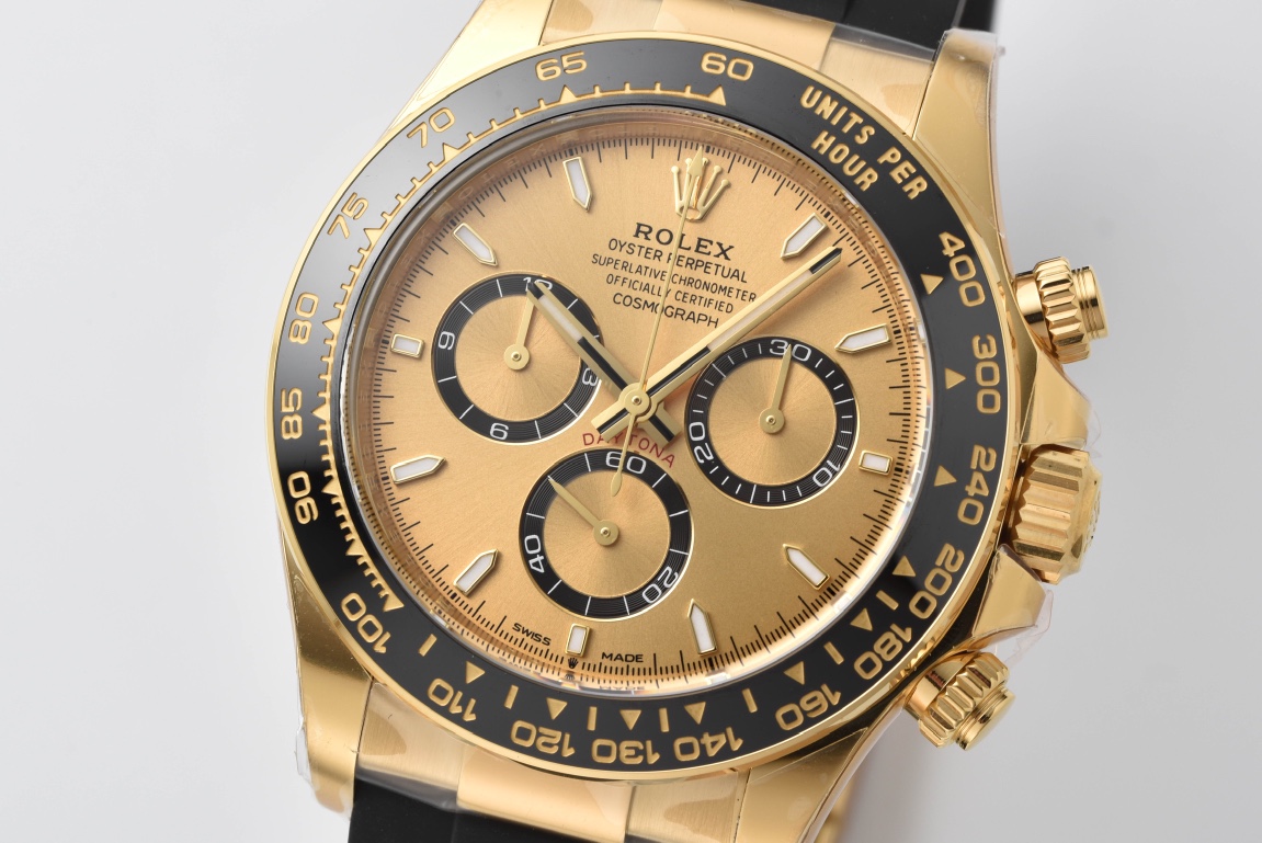 Super Clone Watch Rolex Daytona 126518 Yellow Gold Case Golden Dial and Black Counter Rings Oysterflex Strap 4131 Movement 02 Super Clone Watch Rolex Daytona 126518 Yellow Gold Case Golden Dial and Black Counter Rings Oysterflex Strap 4131 Movement 02