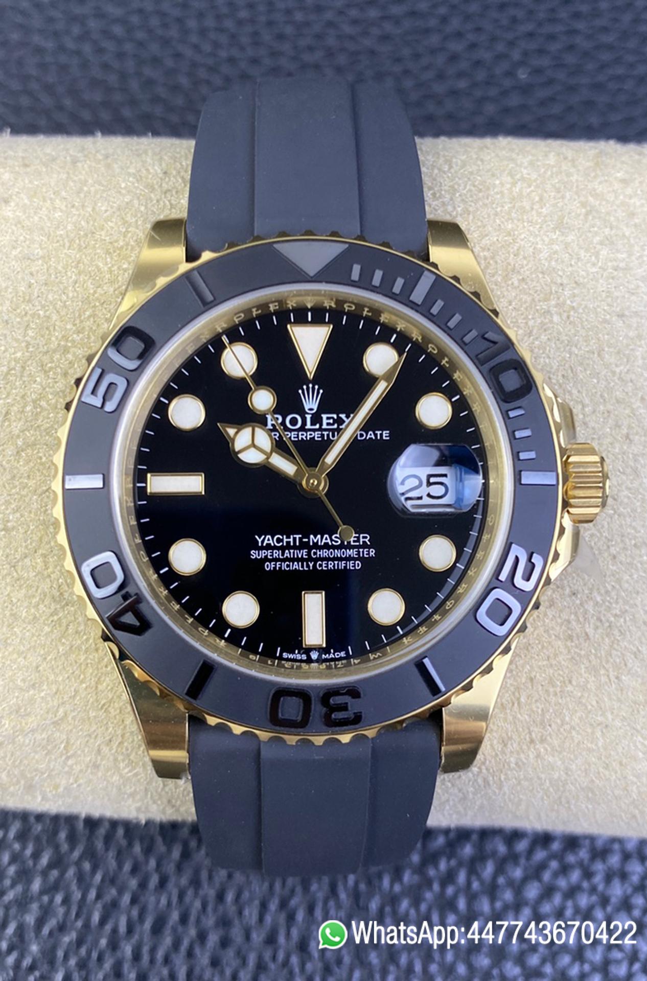 Super Clone Yacht Master 42mm 226658 Yellow Gold Case 3D Black Ceramic Bezel Oysterflex Strap SuerClone 3235 Movement 000 Super Clone Yacht Master 42mm 226658 Yellow Gold Case 3D Black Ceramic Bezel Oysterflex Strap SuerClone 3235 Movement 000