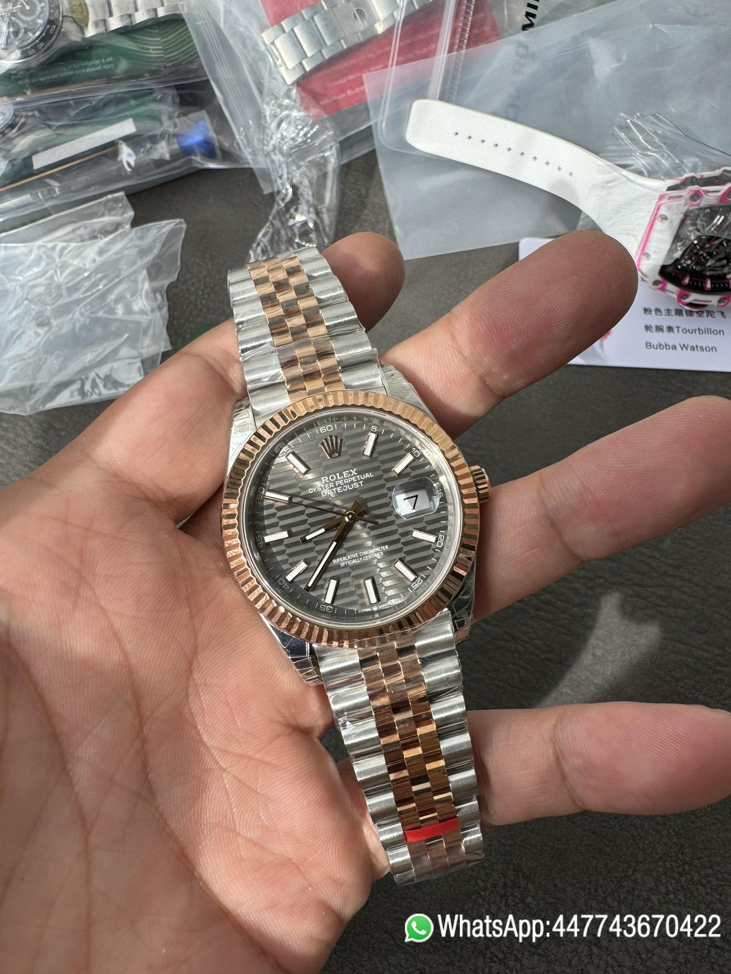Super Clone Watch Datejust 41 M126331 0020 Grey Fluted Motif Dial Rose Gold and Oyster Steel Bracelet SH3235 Movement 01 Super Clone Watch Datejust 41 M126331 0020 Grey Fluted Motif Dial Rose Gold and Oyster Steel Bracelet SH3235 Movement 01